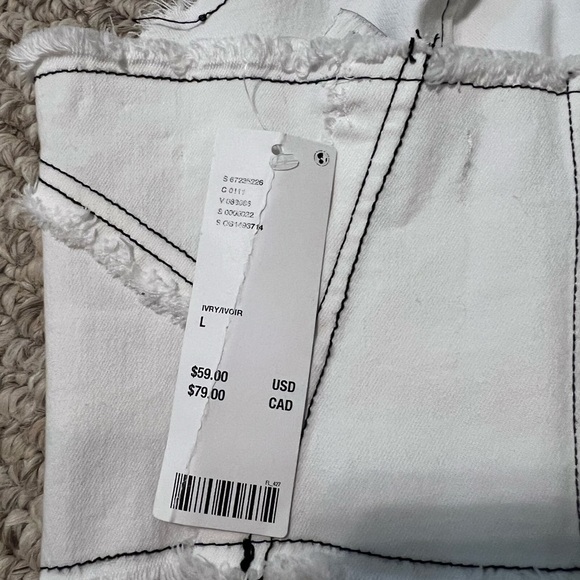 Urban Outfitters | Bustier Corset Jean White Crop Top Large - Picture 6 of 7